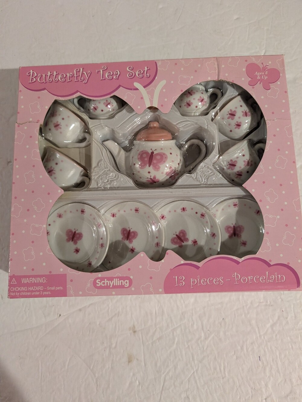 Schylling Pink Butterfly Porcelain Tea Set - 13 Piece